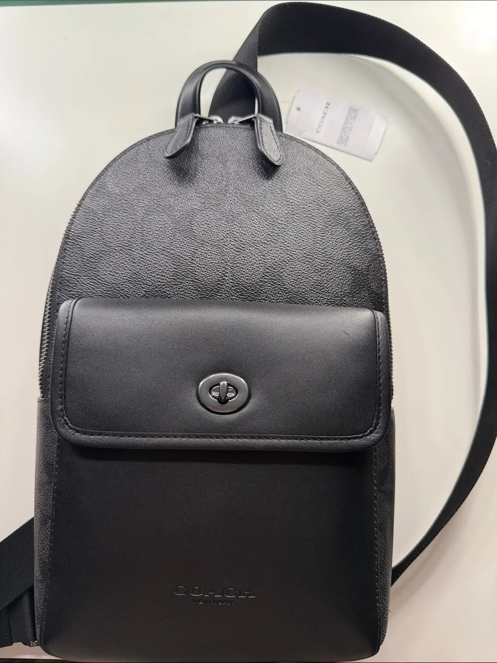Coach Black Signature Canvas & Leather Backpack
